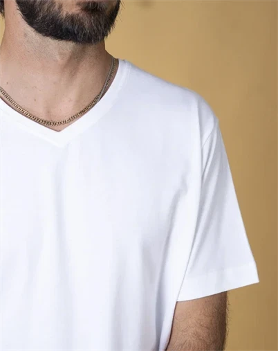 Elsk - V-Neck Men's Brushed T-Shirt - Optic White 